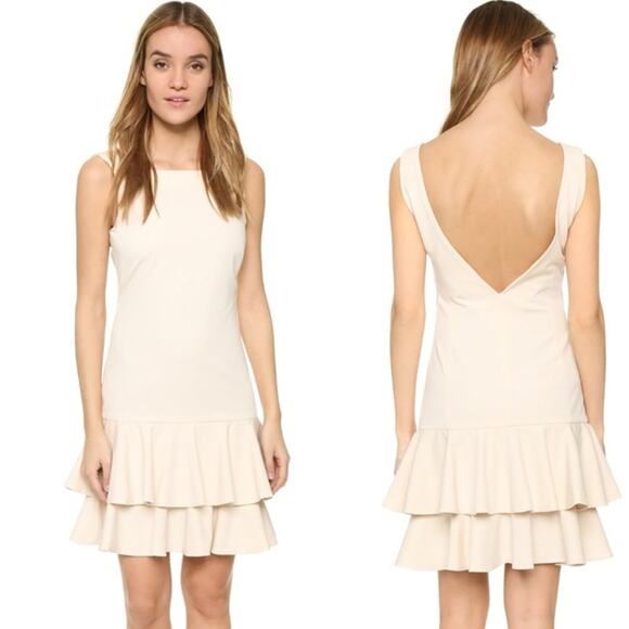 ST. Olcay Gulsen (ST. Studio) Drop Waist Ruffle Skirt Low V-Back Dress Size 36 4 - Picture 3 of 8